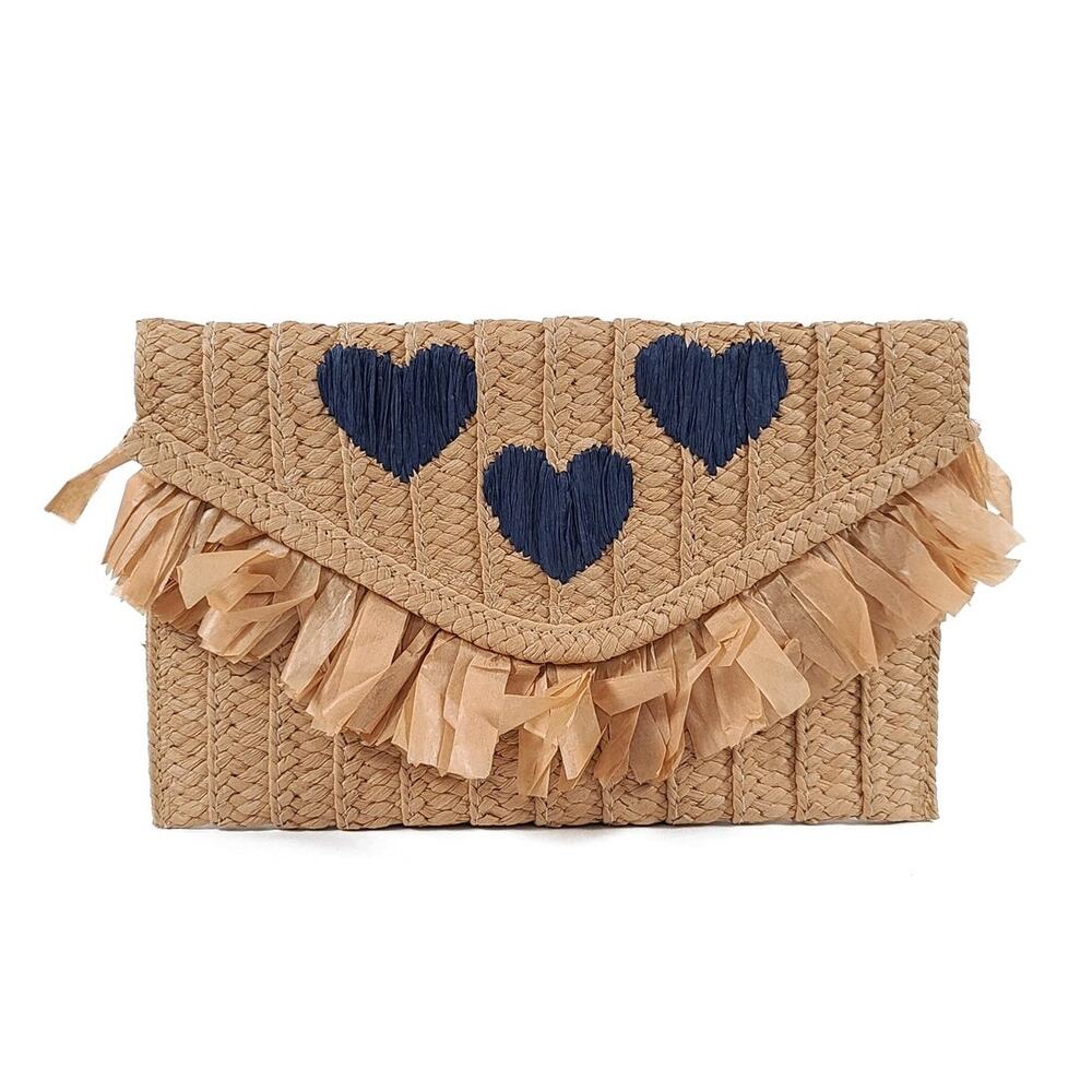 Btb Los Angeles Woven Sand/Navy Be Mine Clutch Bag